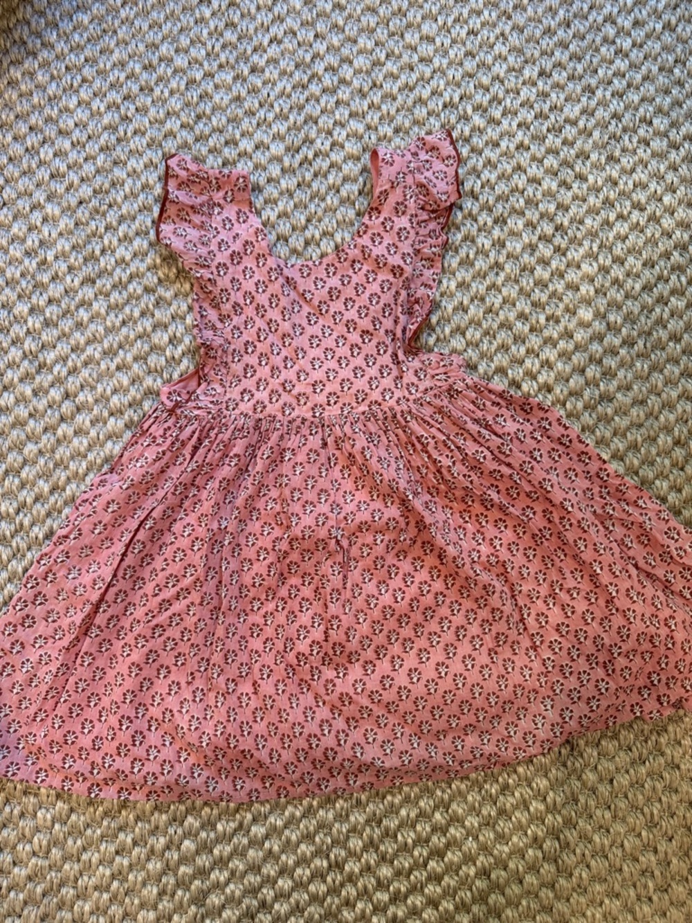 Pink Chicken Rose Pink Floral Sleeveless Ruffle Dress